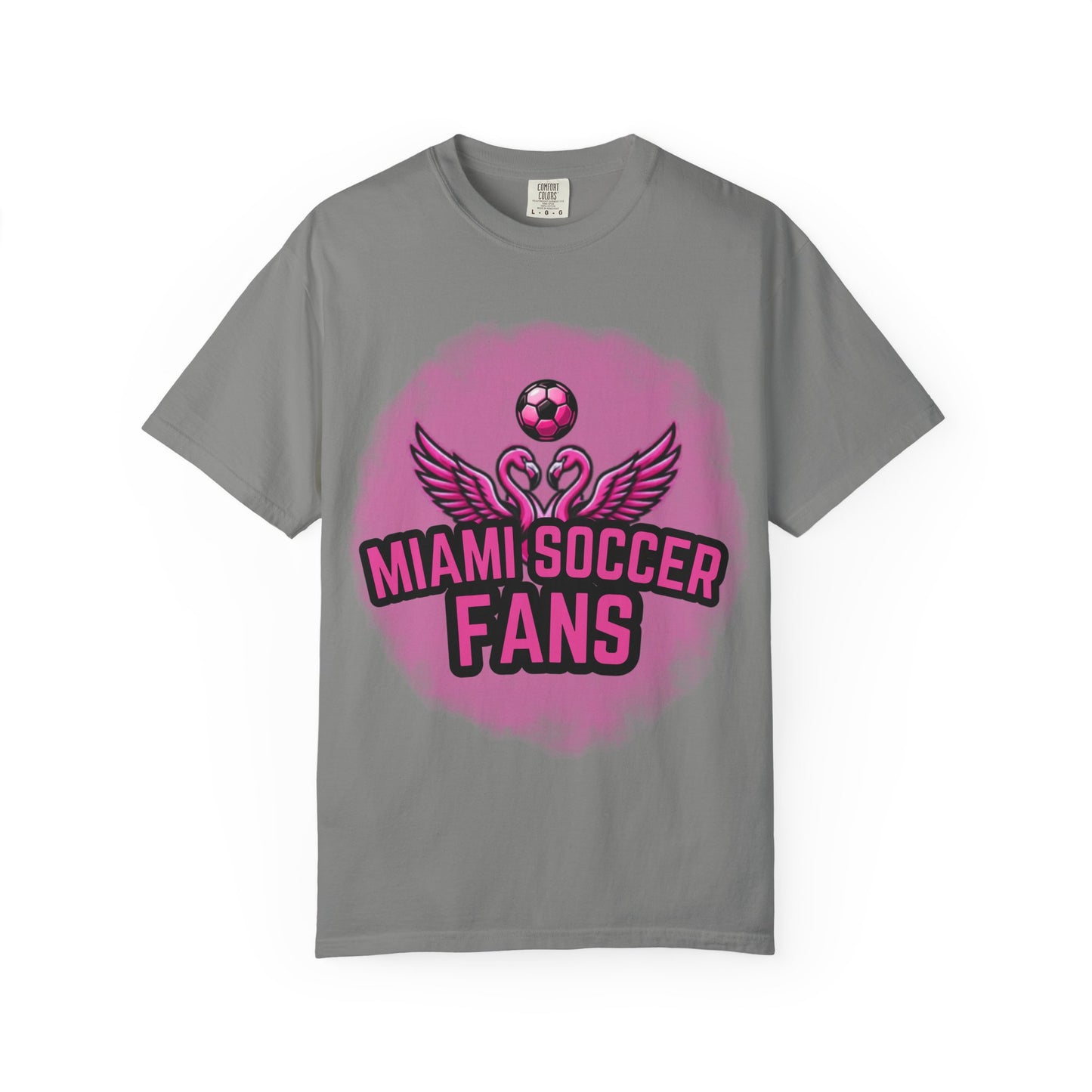 Miami Soccer Fans Pink Flamingo Heart T-Shirt