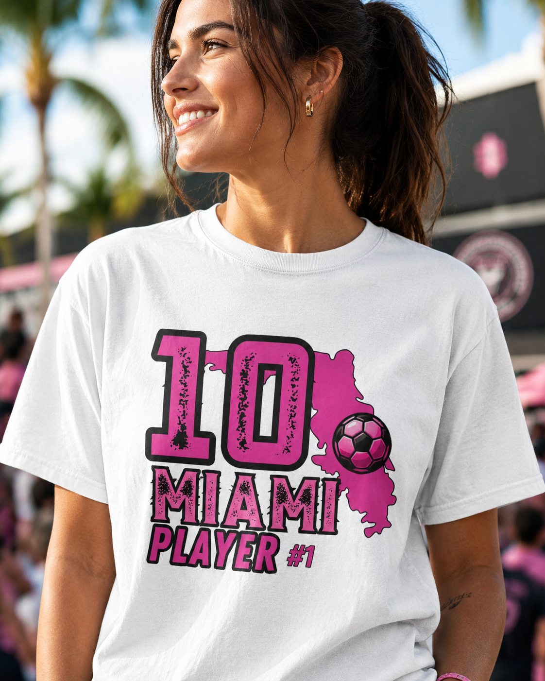 Miami # 10 Football Player T-Shirt — Athletic Garment-Dyed Soccer Tee