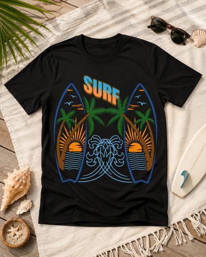 Surf Graphic T-Shirt — Surf Design Unisex Jersey Short Sleeve Tee