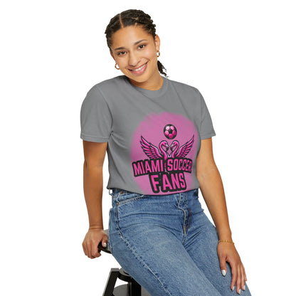 Miami Soccer Fans Pink Flamingo Heart T-Shirt