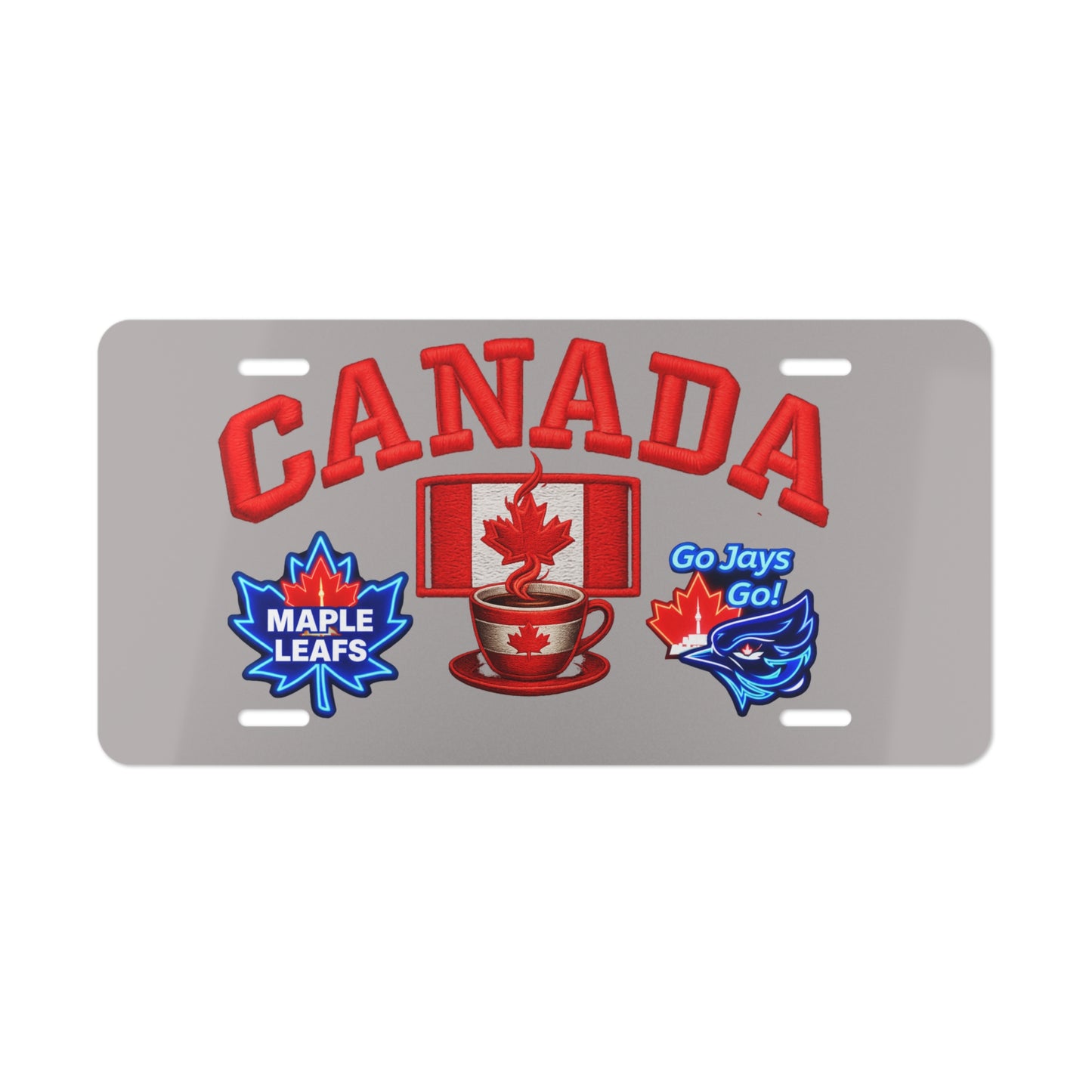 Canada Identity Vanity Plate — Maple Leafs & Blue Jays Logos with Canadian Flag