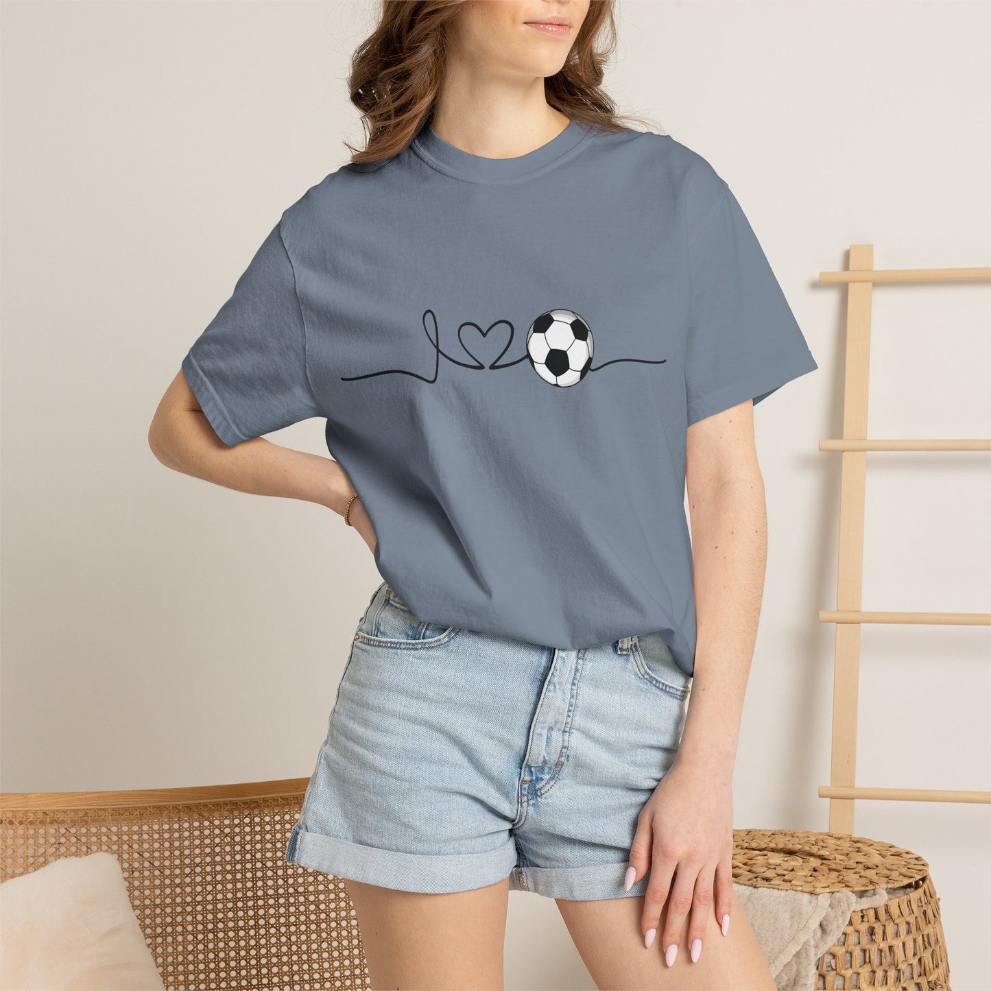 Soccer Heartbeat T-Shirt — Minimalist Line Art Graphic Tee for Soccer Lovers