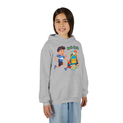 Kids "Back Again" School Backpack Hoodie — Youth Back-to-School Sweatshirt