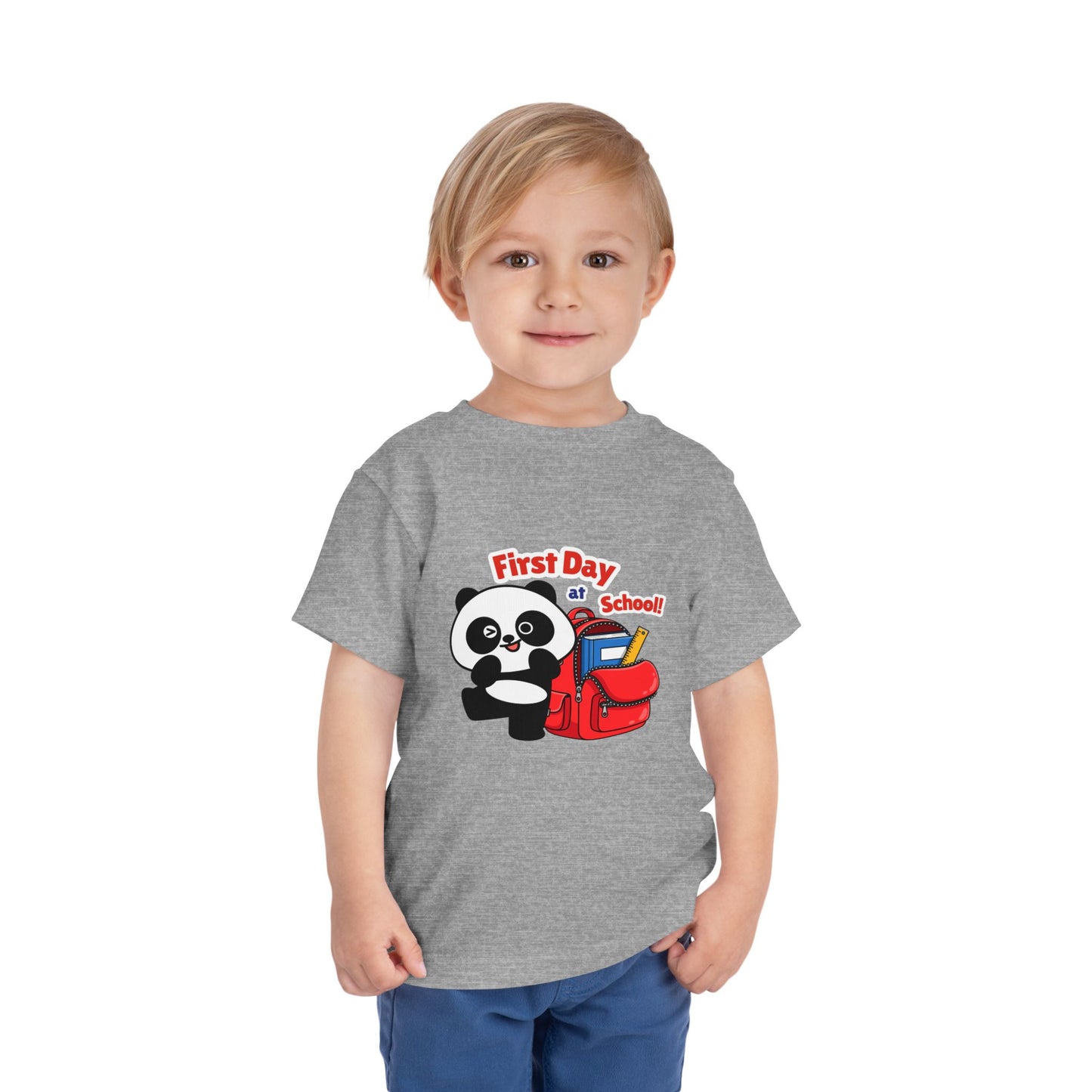 First Day of School Toddler Tee - Cute Panda Backpack Design