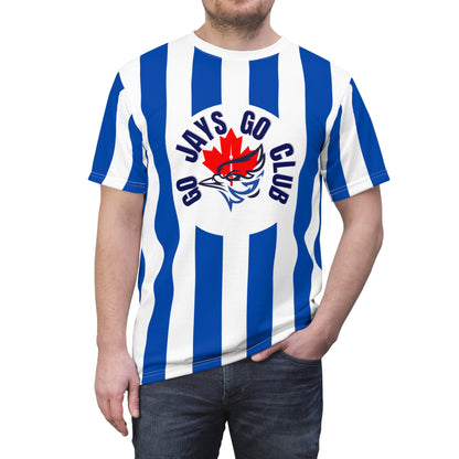 Striped Go Jays Club Tee — Blue & White Fan Shirt