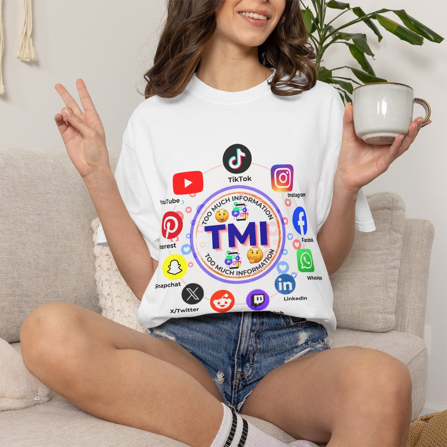 TMI (Too Much Information) Funny Graphic T-Shirt — Sarcastic Social Media Satire