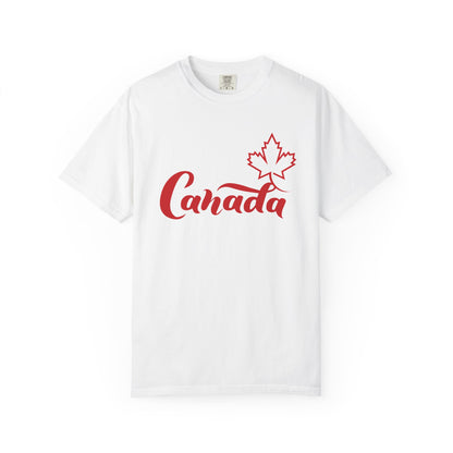 Canada Day Maple Leaf & Heart T-Shirt — Canadian Pride Script Tee