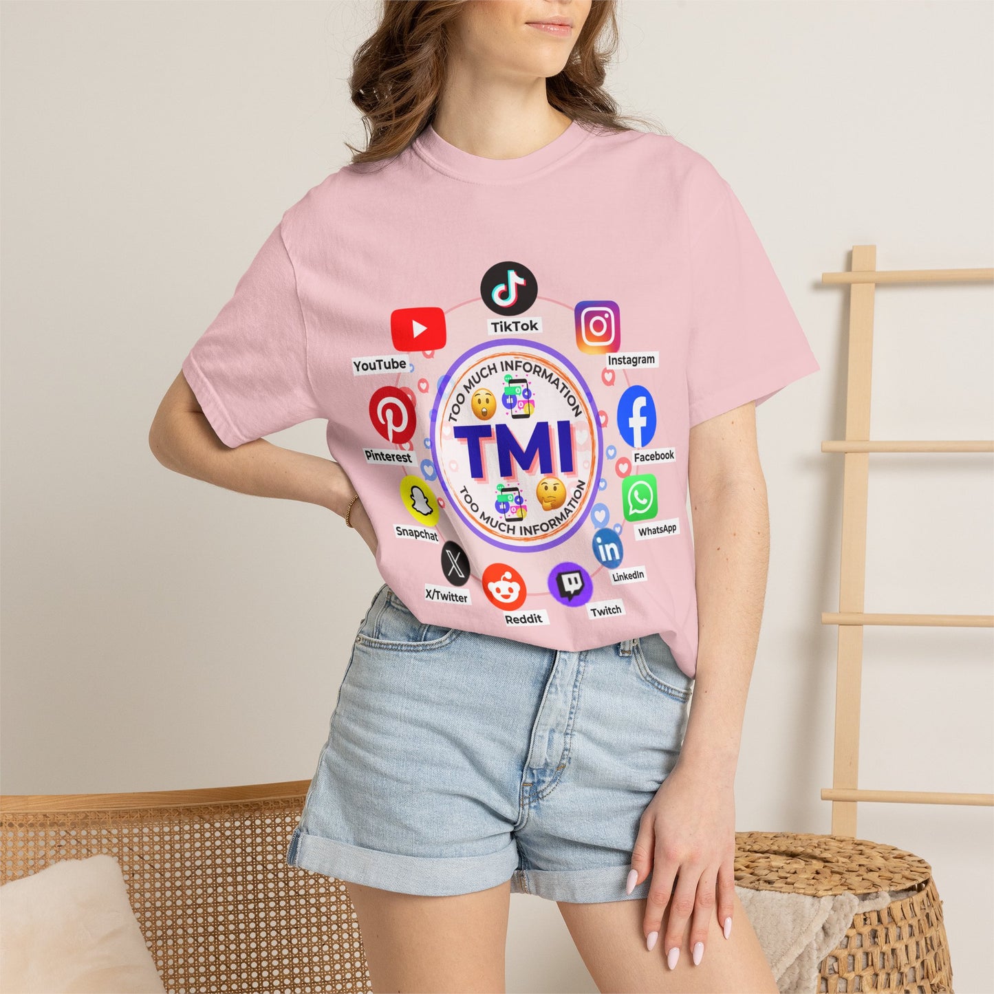 TMI (Too Much Information) Funny Graphic T-Shirt — Sarcastic Social Media Satire