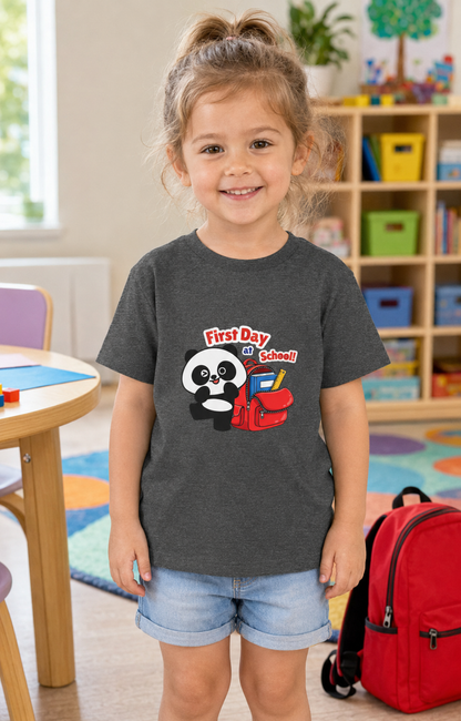 First Day of School Toddler Tee - Cute Panda Backpack Design