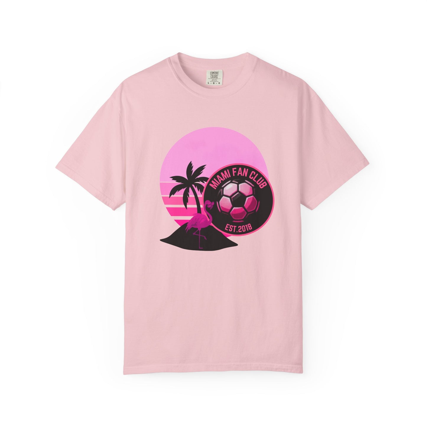 Miami Soccer Fan Club T-Shirt — Retro Pink Flamingo Game Day Tee