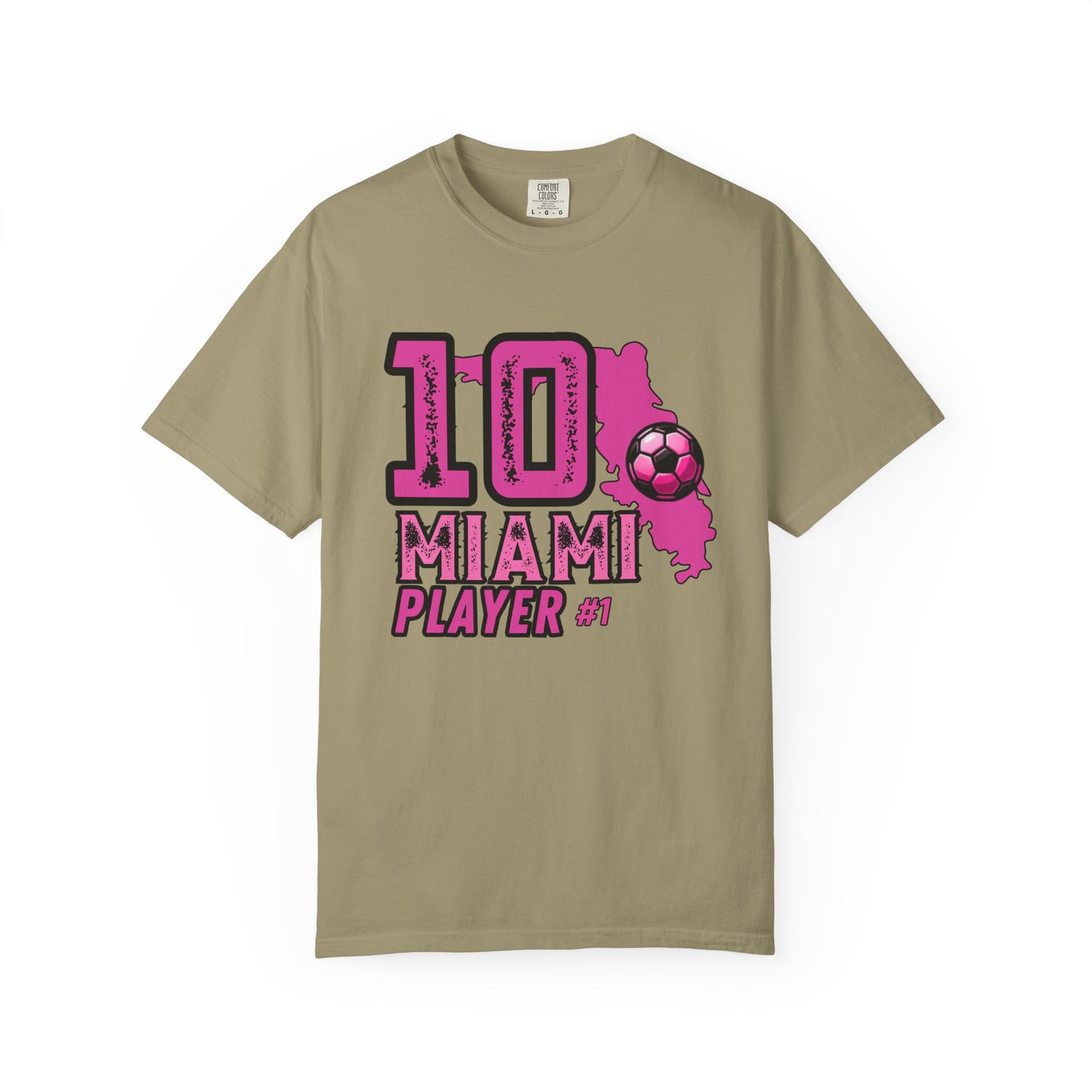 Miami # 10 Football Player T-Shirt — Athletic Garment-Dyed Soccer Tee