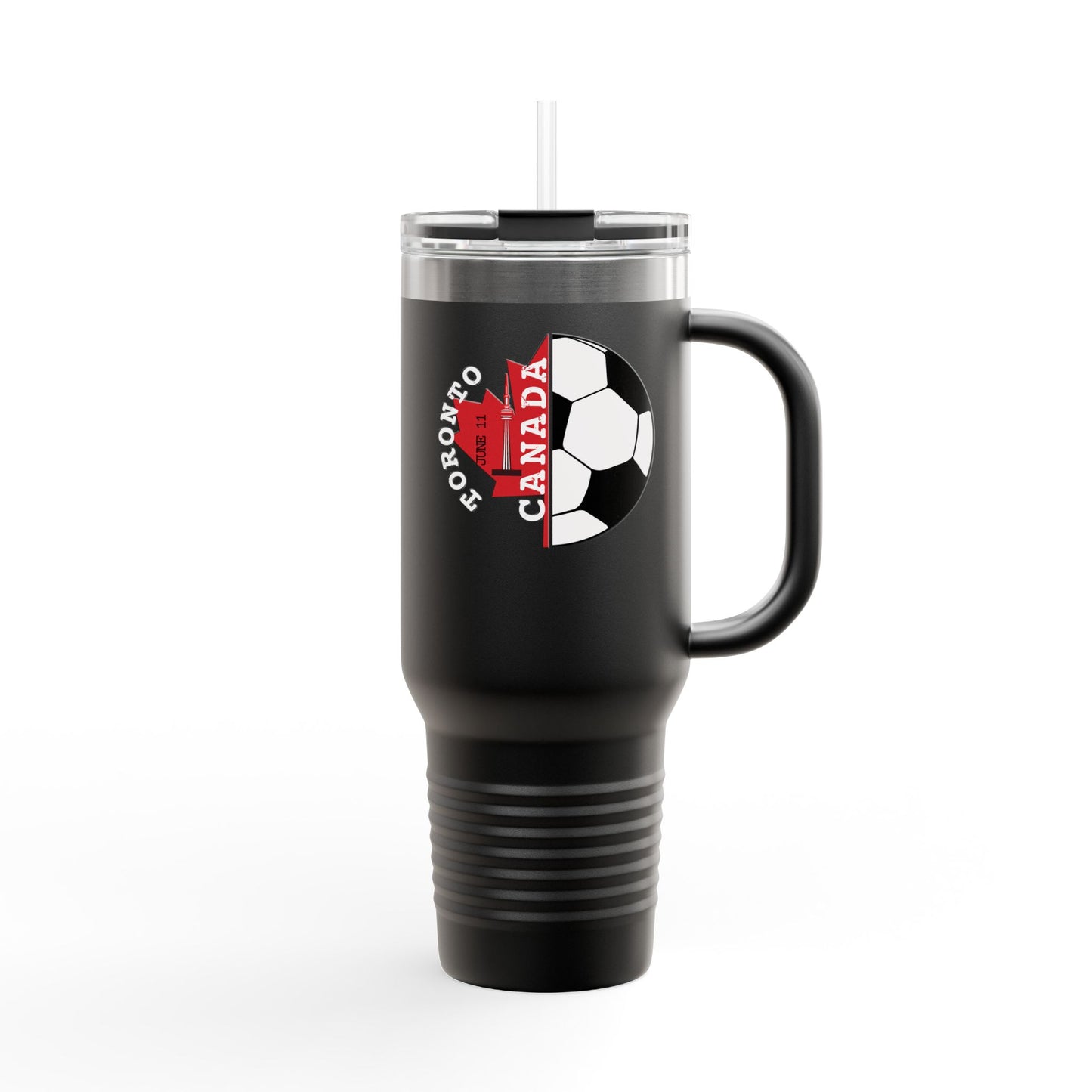 Toronto Soccer Maple Leaf 40oz Insulated Travel Mug with Handle & Straw