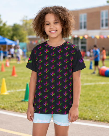 **Colorful Handprint Kids Active Shirt — All-Over Print Jersey**