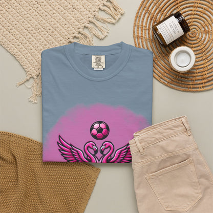 Miami Soccer Fans Pink Flamingo Heart T-Shirt