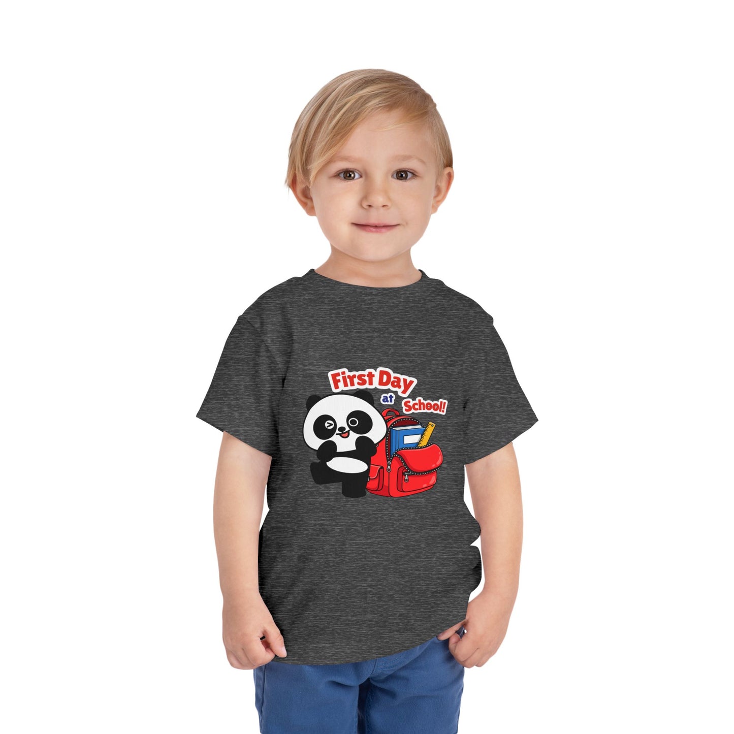 First Day of School Toddler Tee - Cute Panda Backpack Design