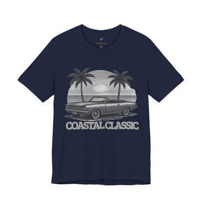 Vintage Convertible Beach T-Shirt — Retro Palm Tree Muscle Car Tee