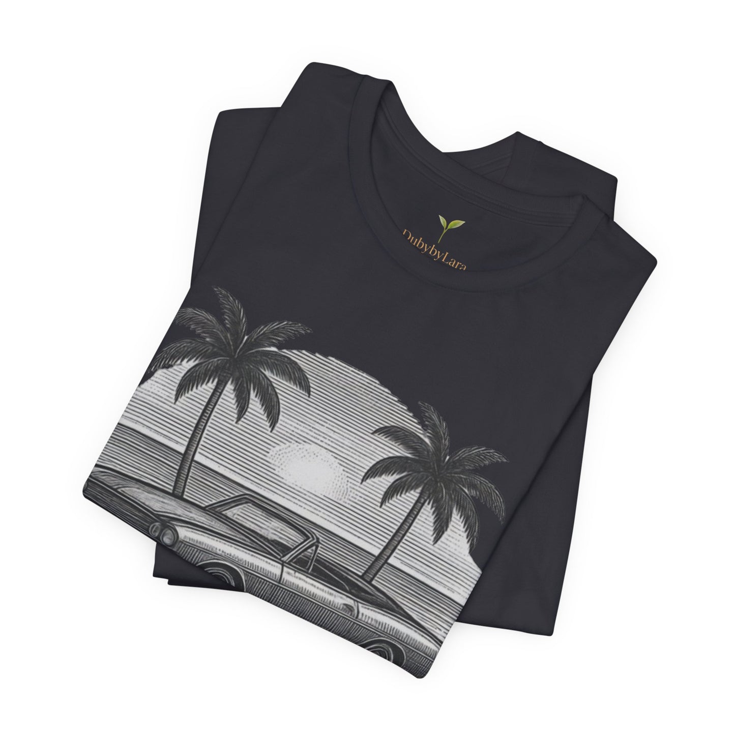 Vintage Convertible Beach T-Shirt — Retro Palm Tree Muscle Car Tee