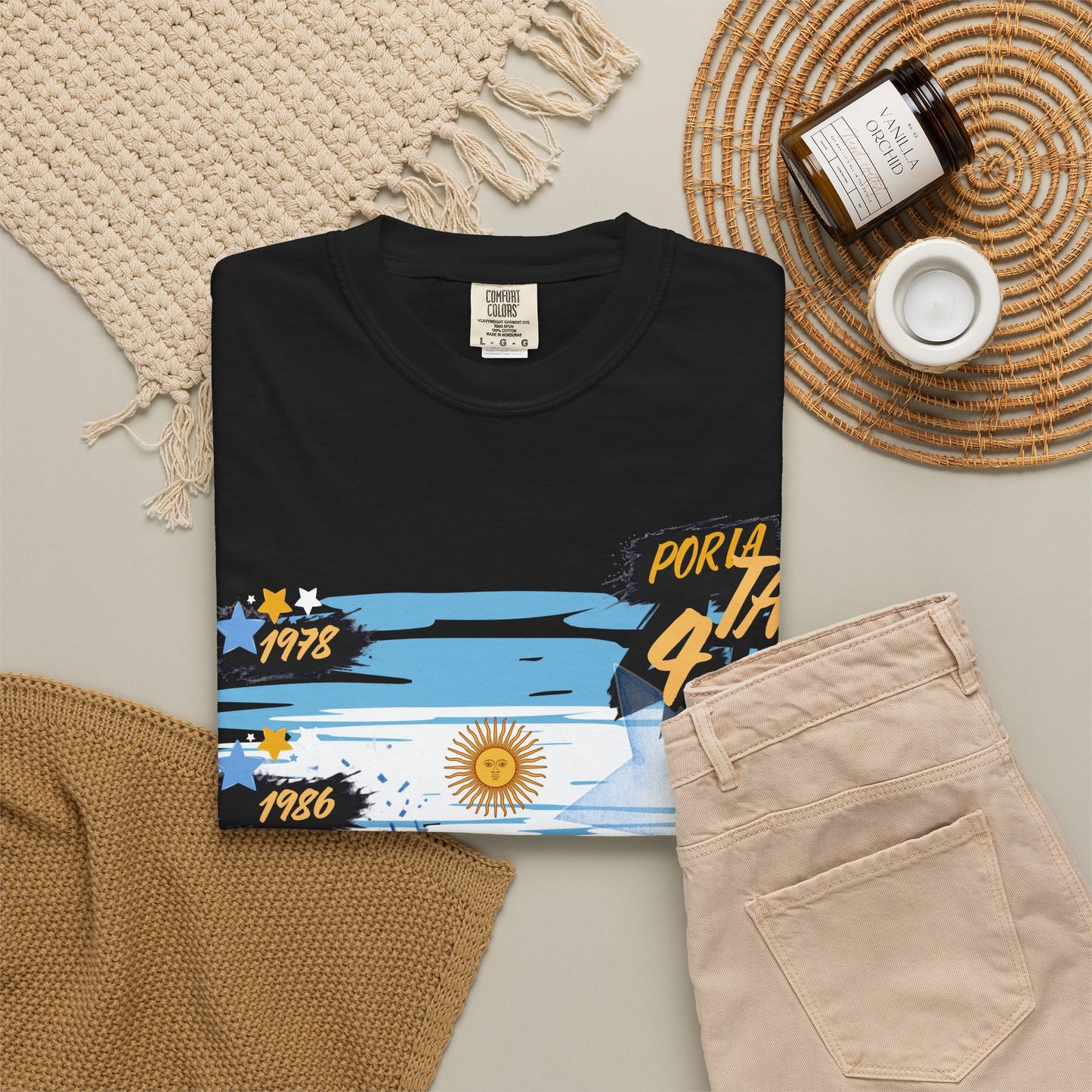 Por La 4ta Argentina Soccer Fan Shirt | Three Stars Heritage Football Tee