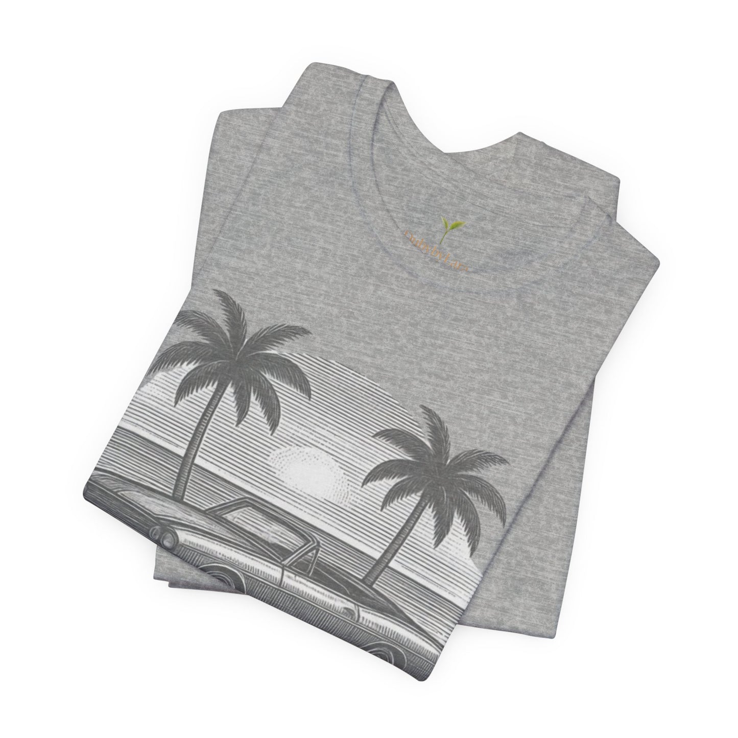 Vintage Convertible Beach T-Shirt — Retro Palm Tree Muscle Car Tee