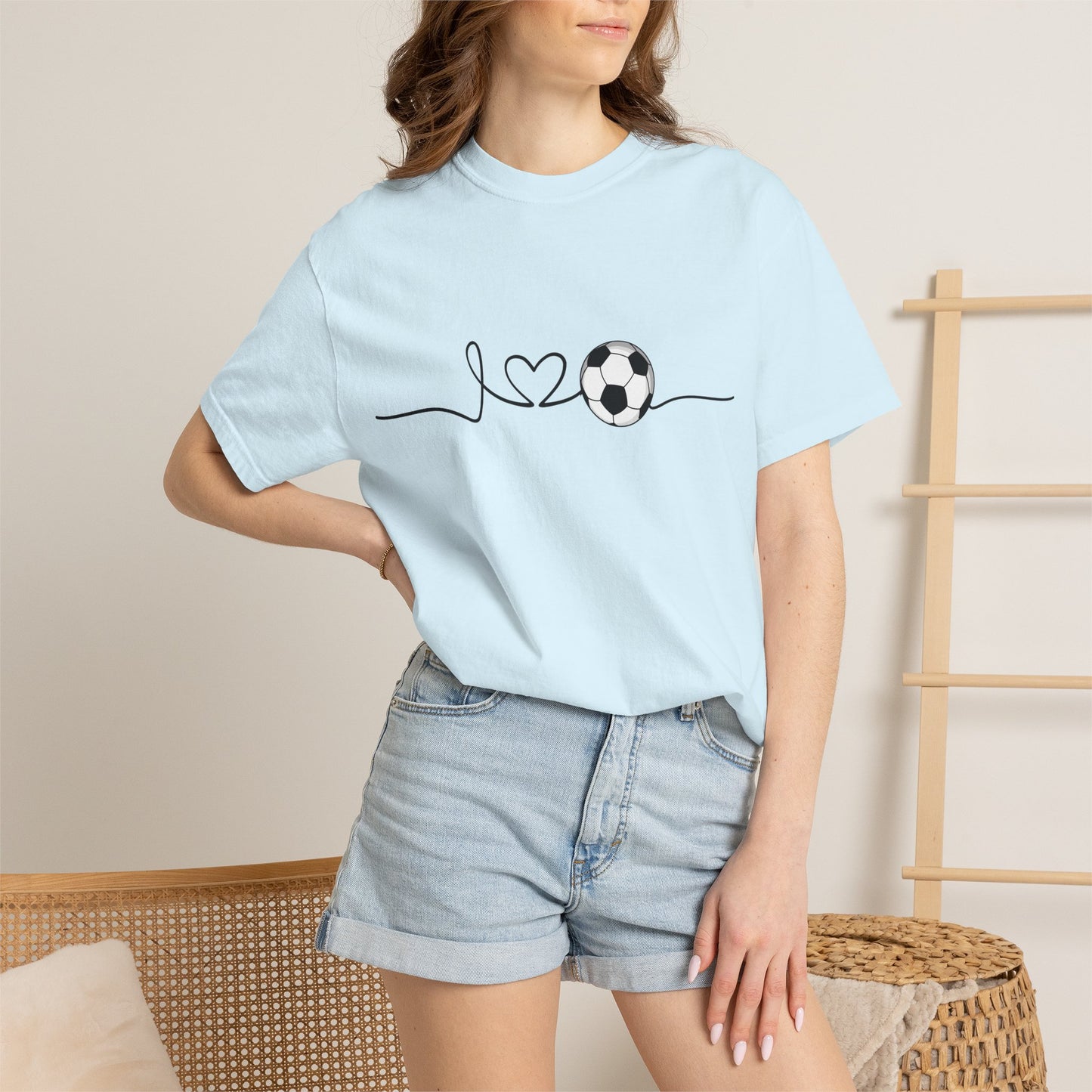 Soccer Heartbeat T-Shirt — Minimalist Line Art Graphic Tee for Soccer Lovers
