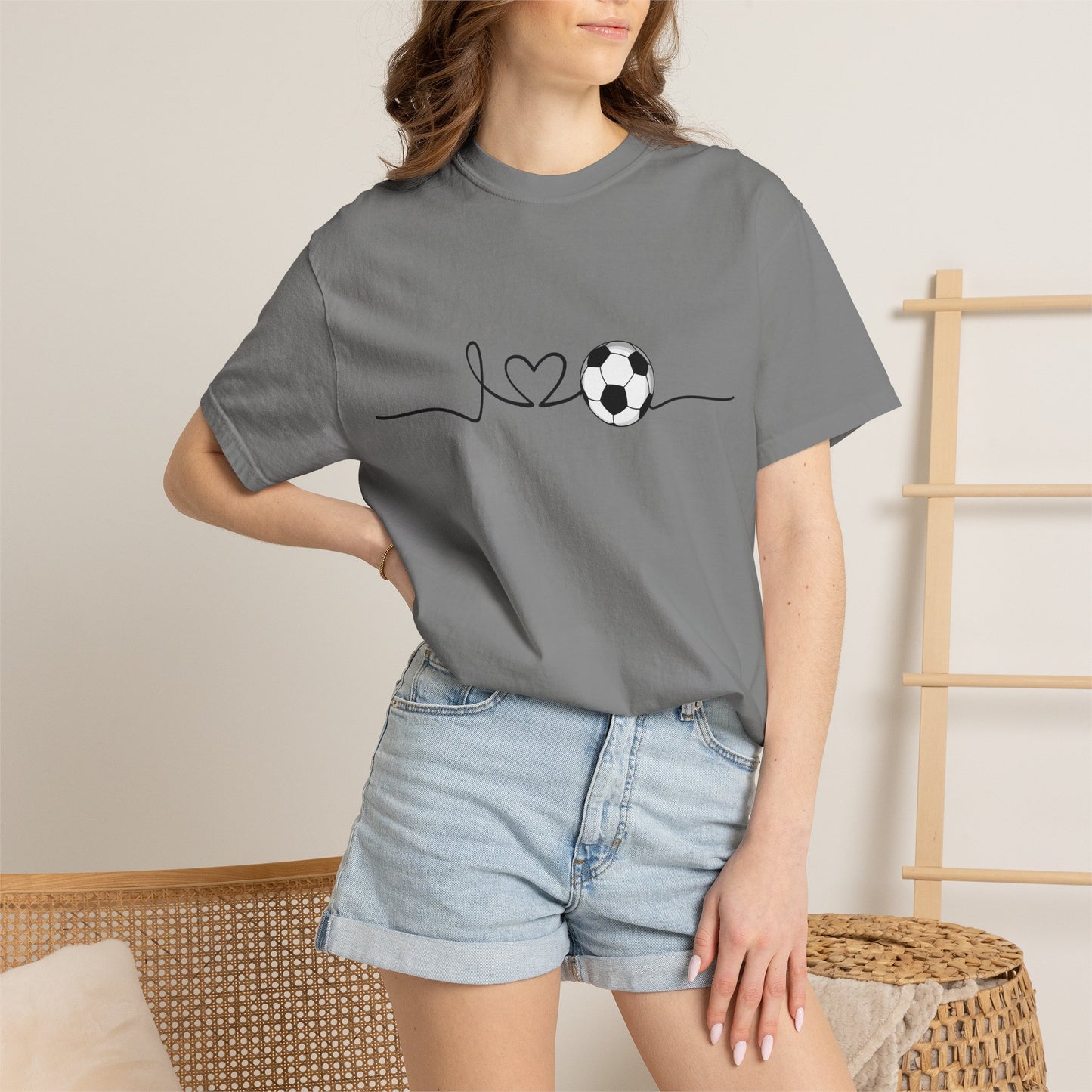 Soccer Heartbeat T-Shirt — Minimalist Line Art Graphic Tee for Soccer Lovers