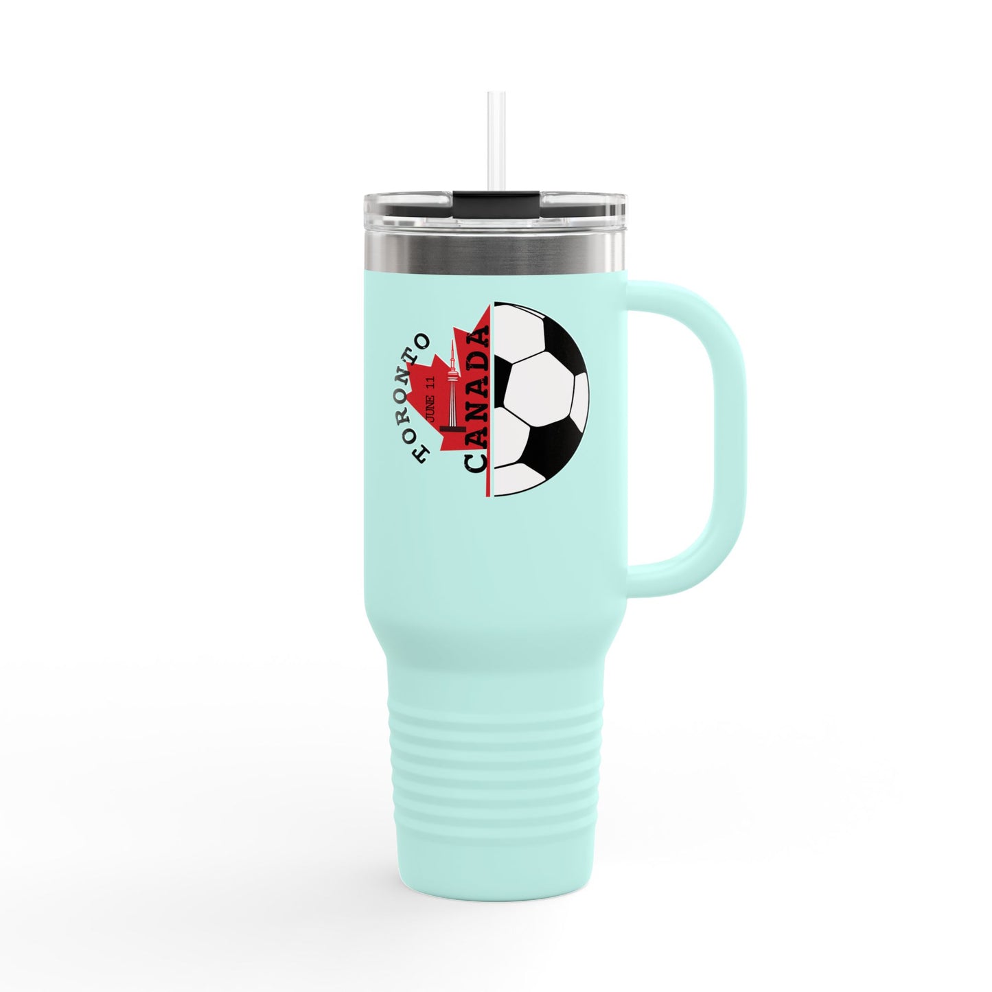 Toronto Soccer Maple Leaf 40oz Insulated Travel Mug with Handle & Straw
