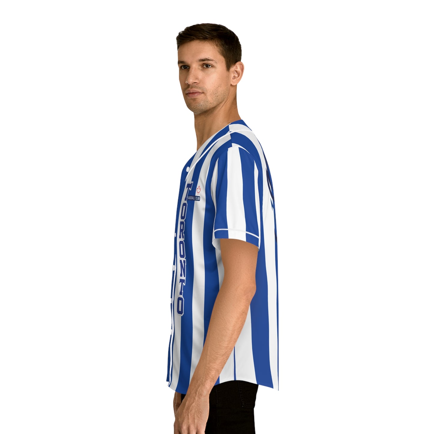 Toronto Blue White Striped Baseball Jersey | Button-Up Fan Shirt