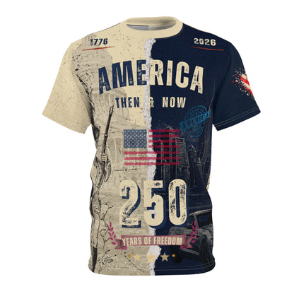 America Then & Now 1776-2026 Bicentennial Tee | Patriotic USA History Shirt