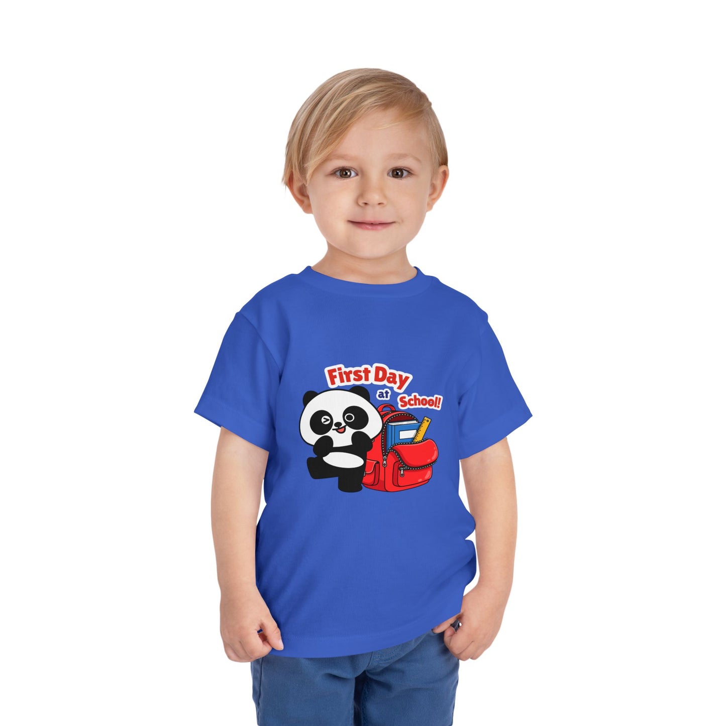 First Day of School Toddler Tee - Cute Panda Backpack Design