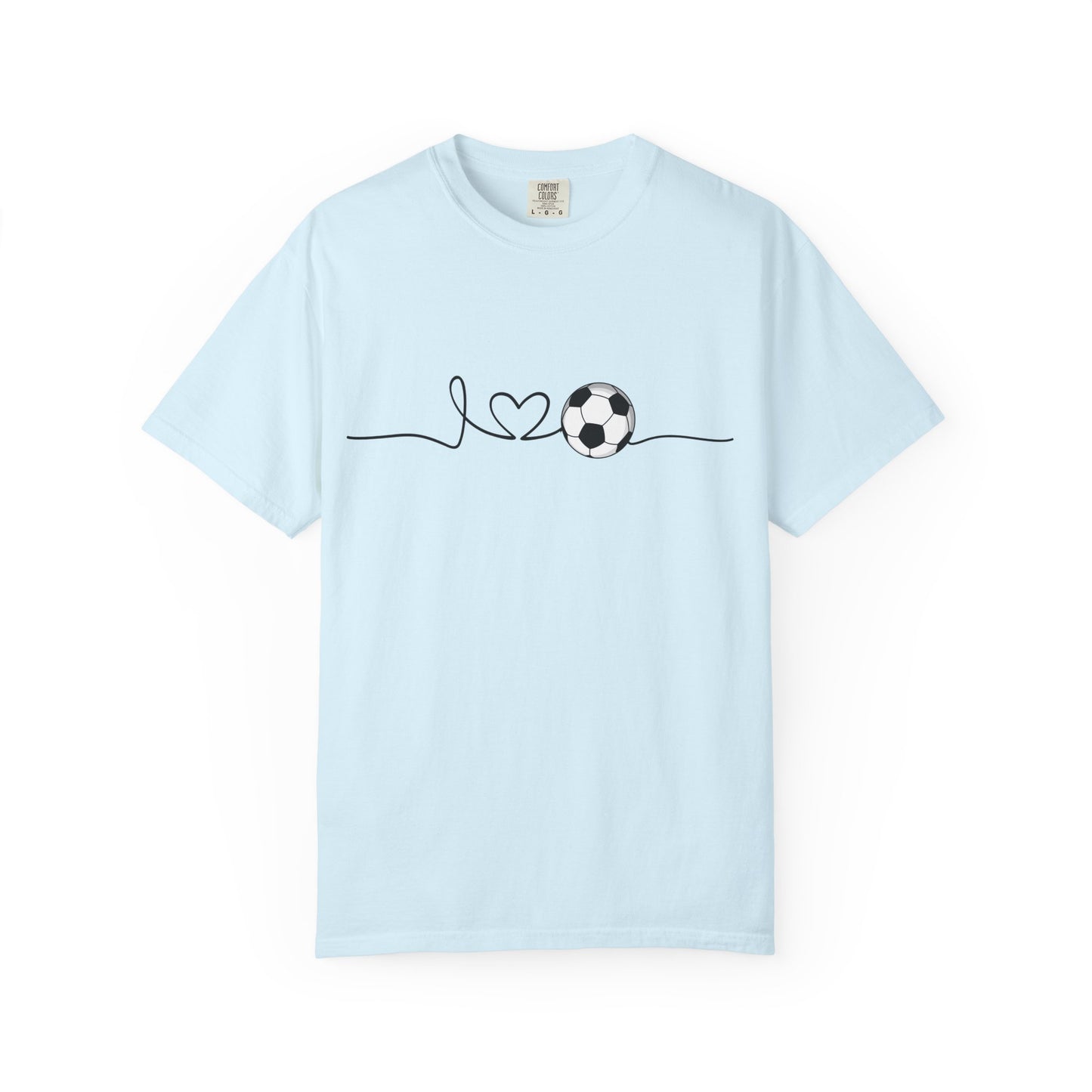 Soccer Heartbeat T-Shirt — Minimalist Line Art Graphic Tee for Soccer Lovers