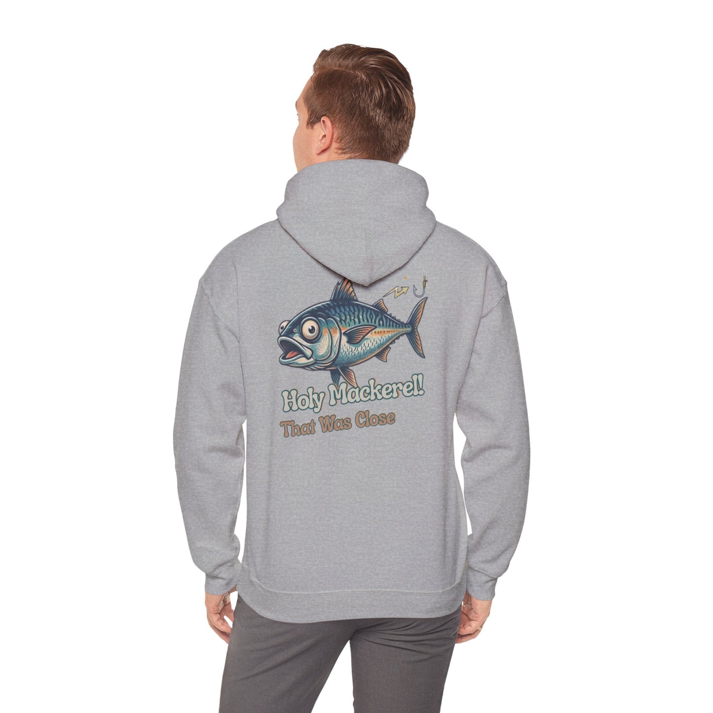 Holy Mackerel Fishing Hoodie — Retro Funny Angler Pullover Sweatshirt