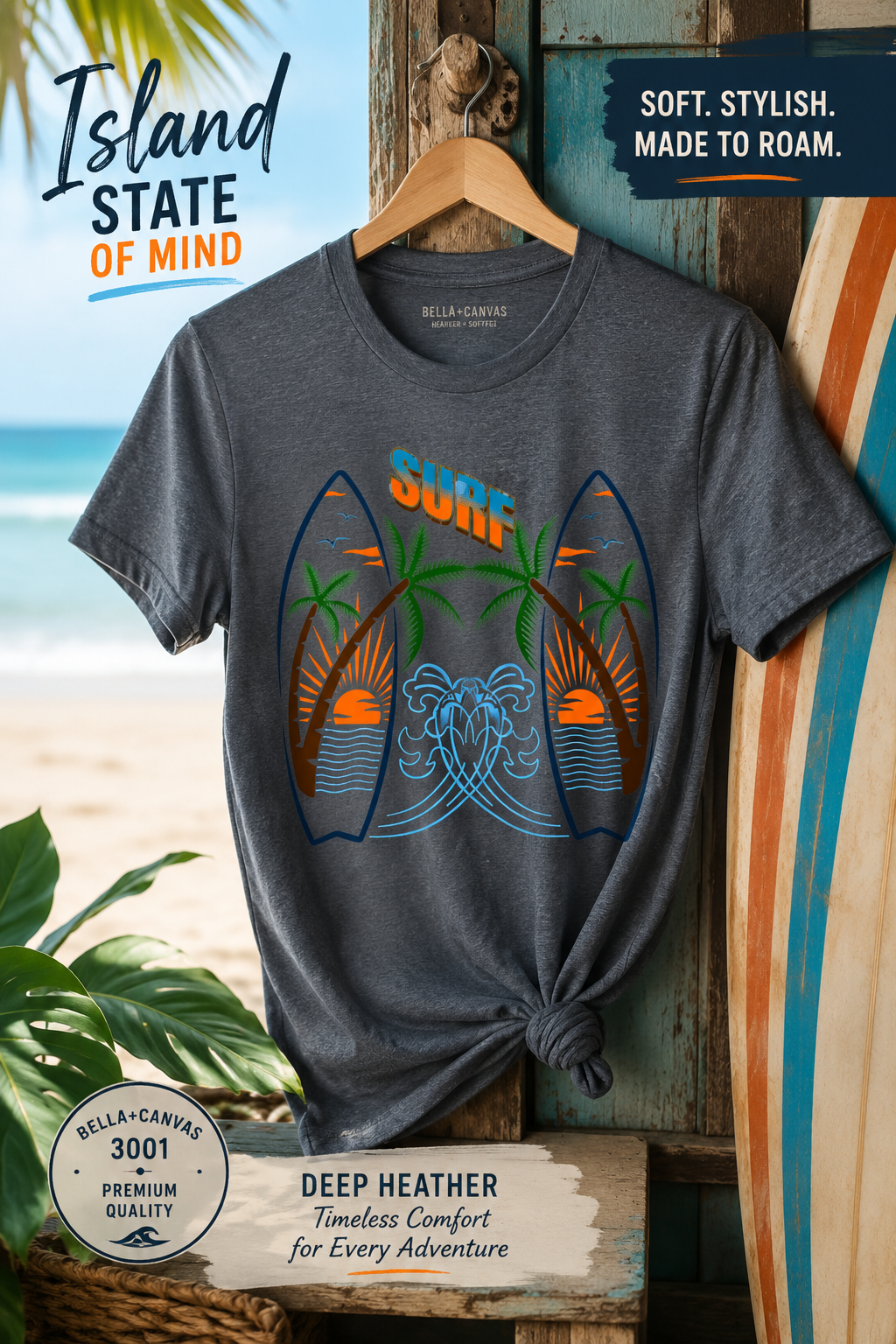 Surf Graphic T-Shirt — Surf Design Unisex Jersey Short Sleeve Tee