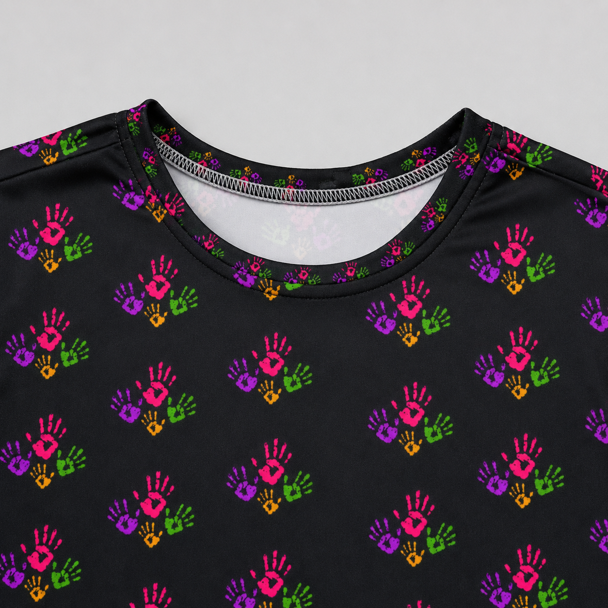 **Colorful Handprint Kids Active Shirt — All-Over Print Jersey**