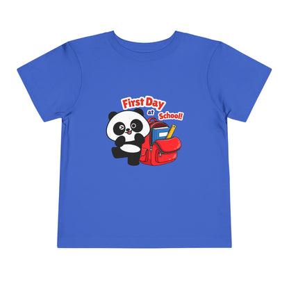 First Day of School Toddler Tee - Cute Panda Backpack Design