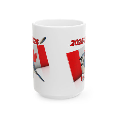 Ceramic Mug - Canadian B Jays Nature Lover Gift 11oz or 15oz Wildlife Decor Coffee Cup Canada Day Birdwatching