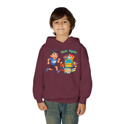Kids "Back Again" School Backpack Hoodie — Youth Back-to-School Sweatshirt