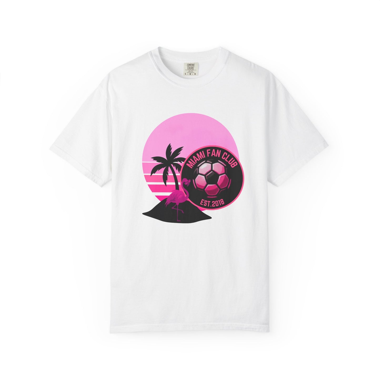 Miami Soccer Fan Club T-Shirt — Retro Pink Flamingo Game Day Tee