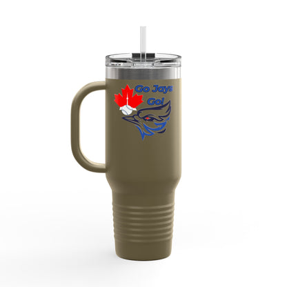 Go Jays Go! 40oz Insulated Travel Mug — Stainless Steel Baseball Fan Tumbler