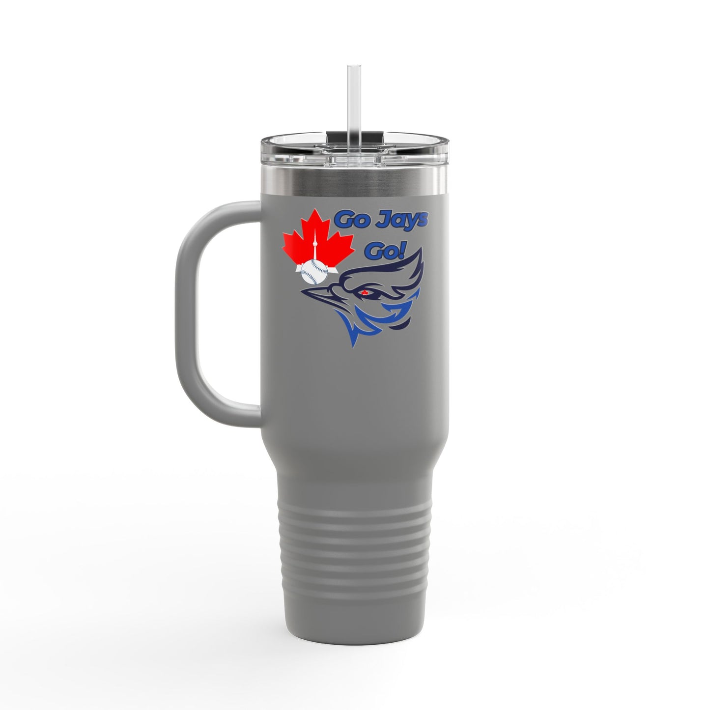 Go Jays Go! 40oz Insulated Travel Mug — Stainless Steel Baseball Fan Tumbler