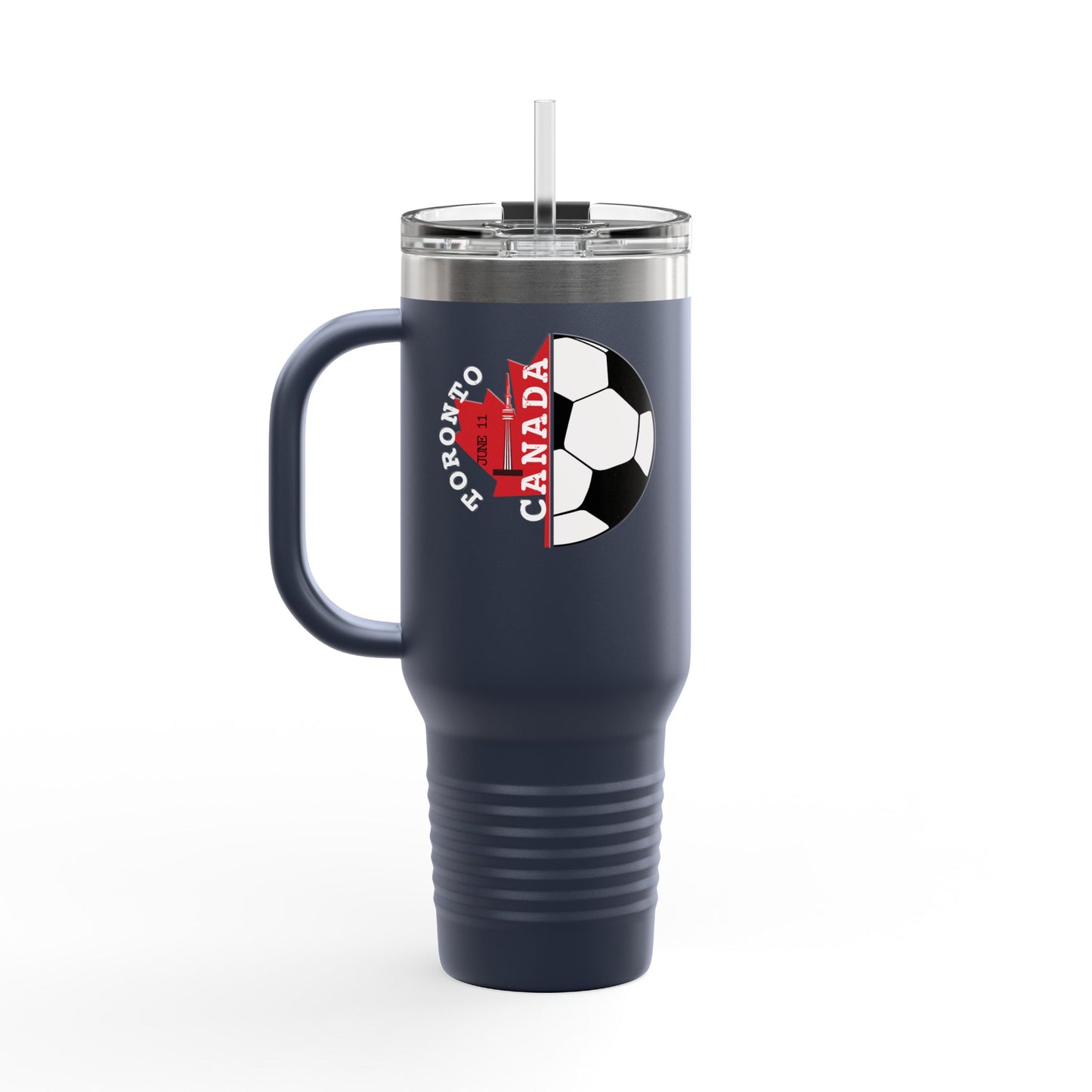 Toronto Soccer Maple Leaf 40oz Insulated Travel Mug with Handle & Straw