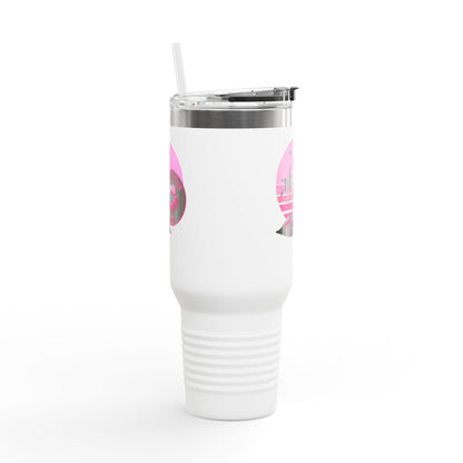 Miami Fan Club Soccer 40oz Insulated Travel Mug — Tropical Pink Sports Tumbler with Handle