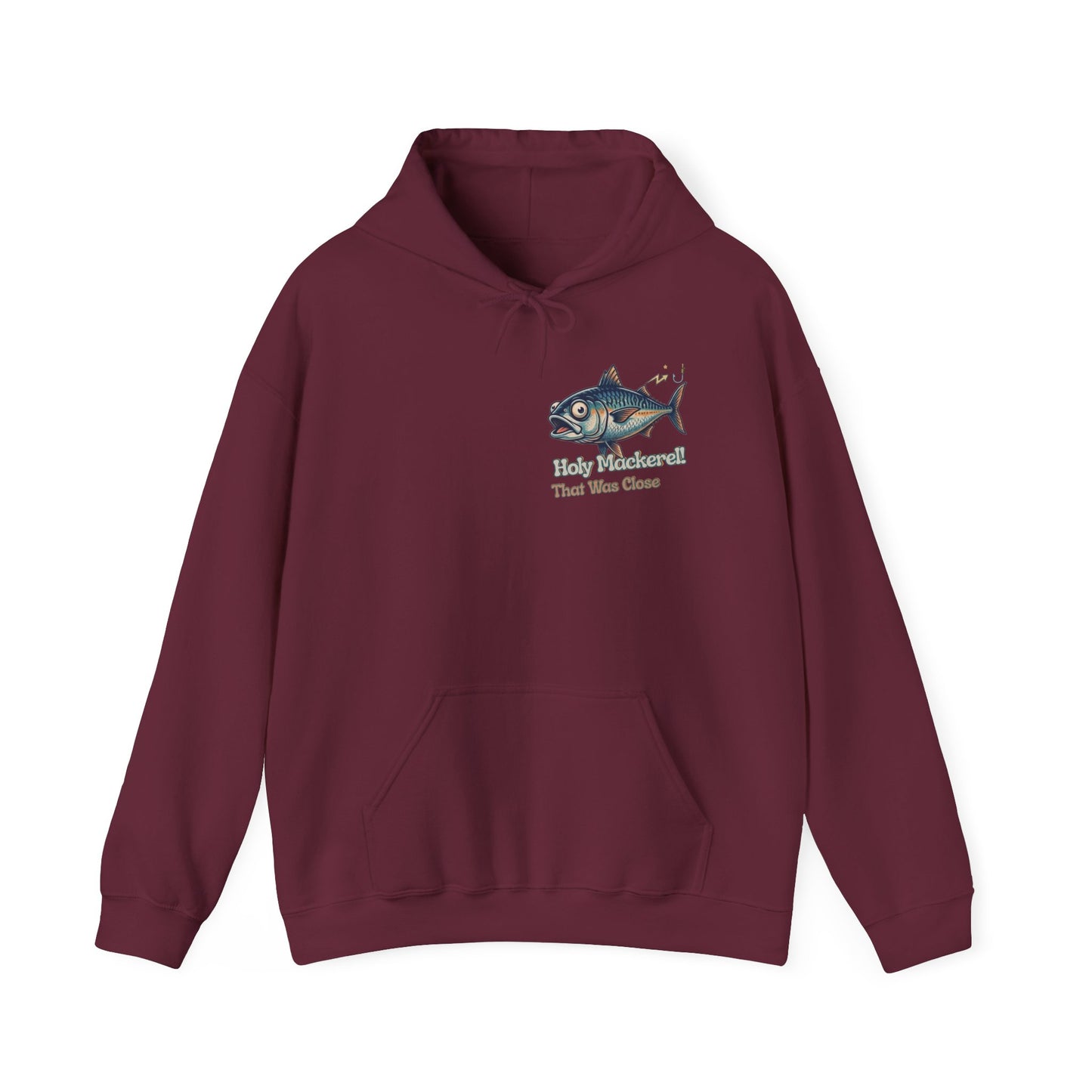 Holy Mackerel Fishing Hoodie — Retro Funny Angler Pullover Sweatshirt