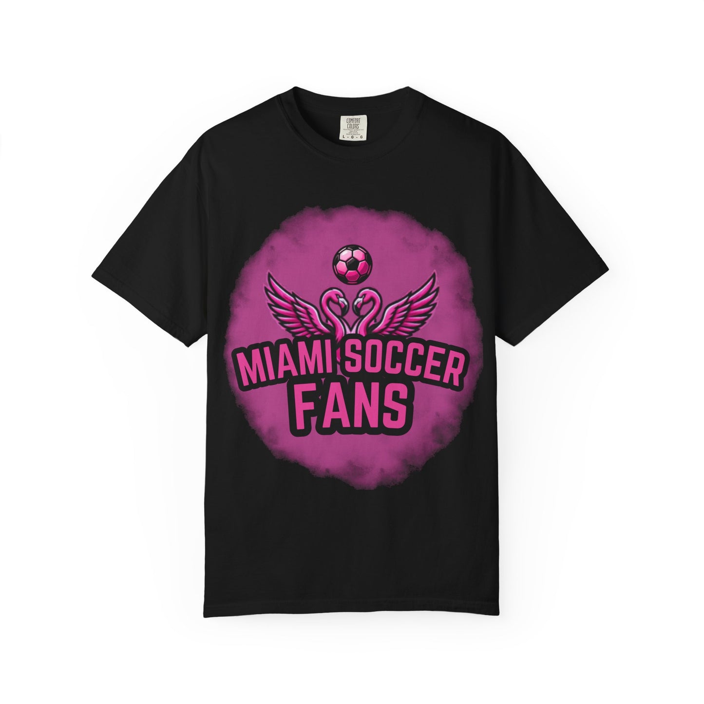 Miami Soccer Fans Pink Flamingo Heart T-Shirt