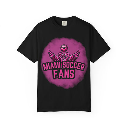 Miami Soccer Fans Pink Flamingo Heart T-Shirt