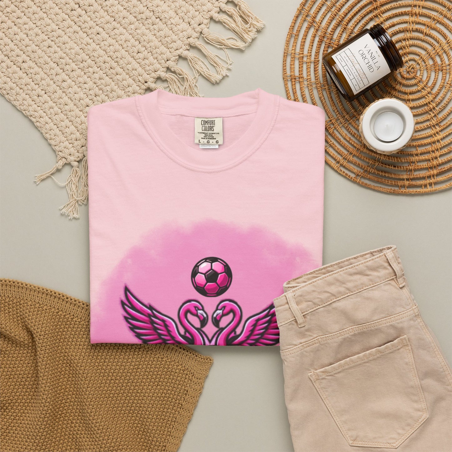 Miami Soccer Fans Pink Flamingo Heart T-Shirt