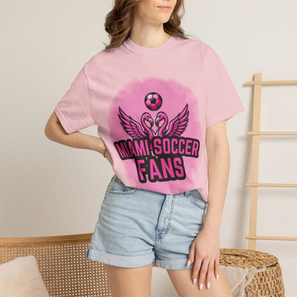 Miami Soccer Fans Pink Flamingo Heart T-Shirt