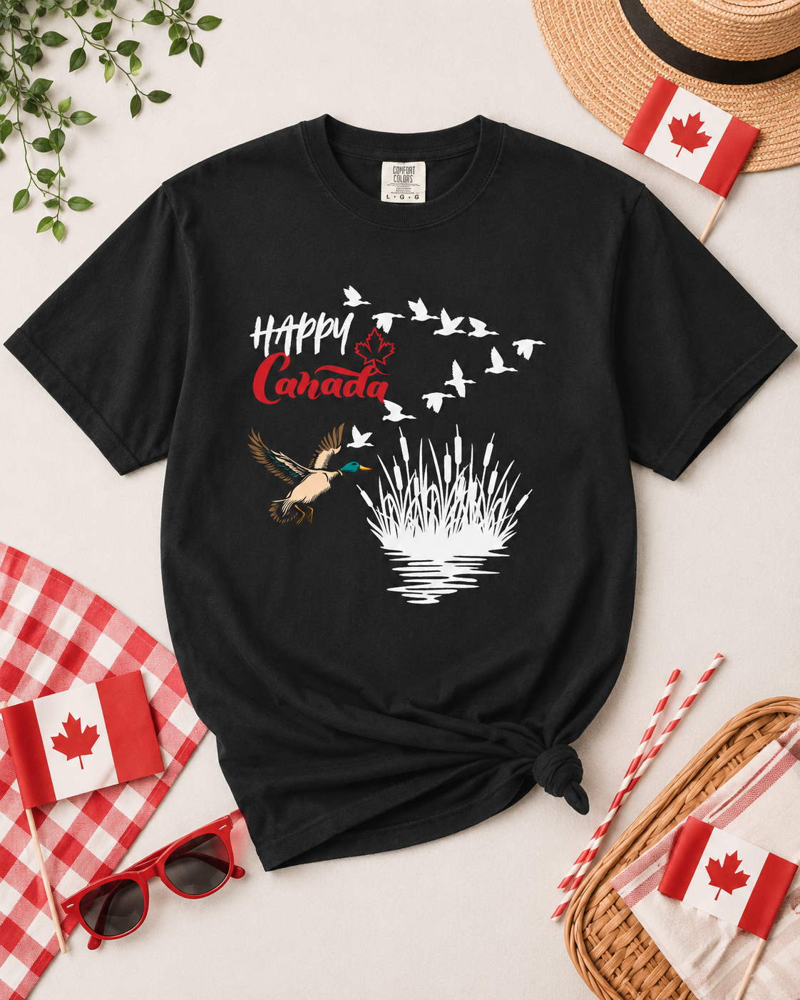 Canada Day Flying Geese T-Shirt — Wildlife Nature Celebration Tee