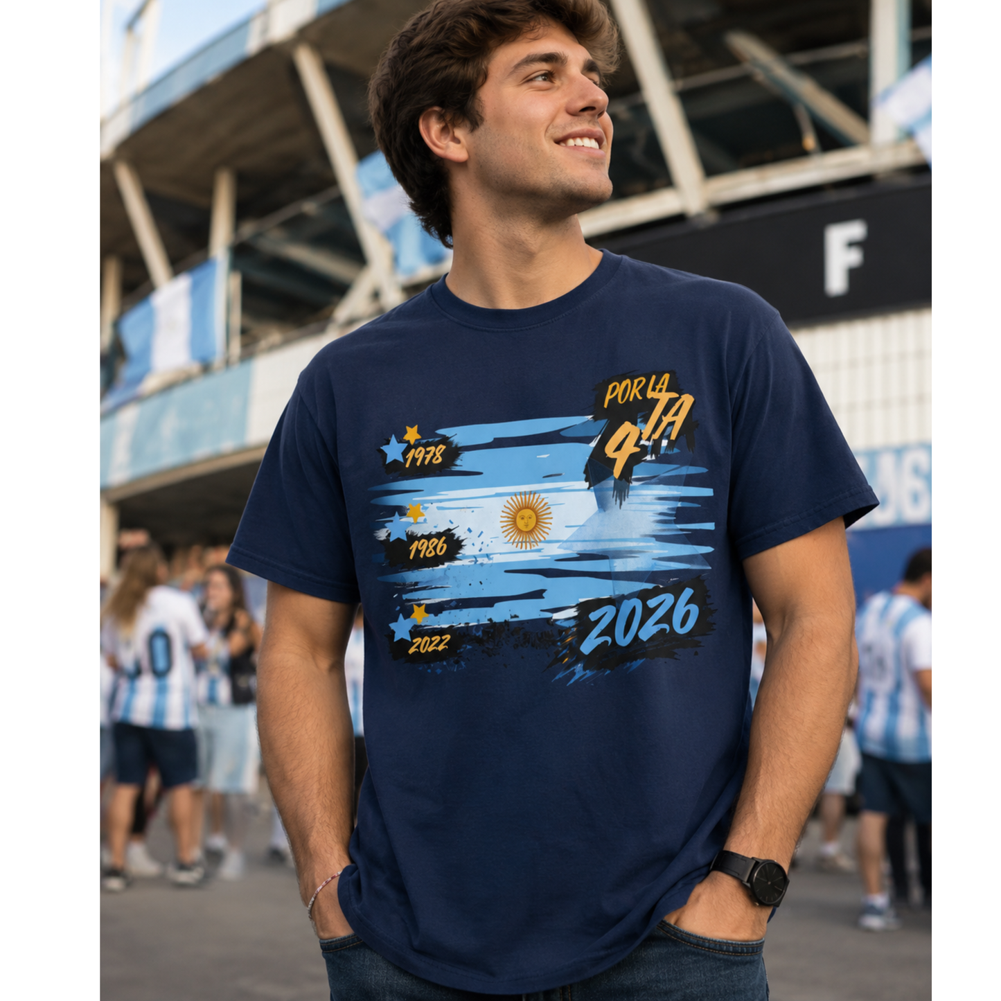 Por La 4ta Argentina Soccer Fan Shirt | Three Stars Heritage Football Tee