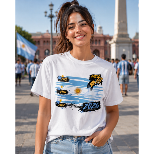 Por La 4ta Argentina Soccer Fan Shirt | Three Stars Heritage Football Tee