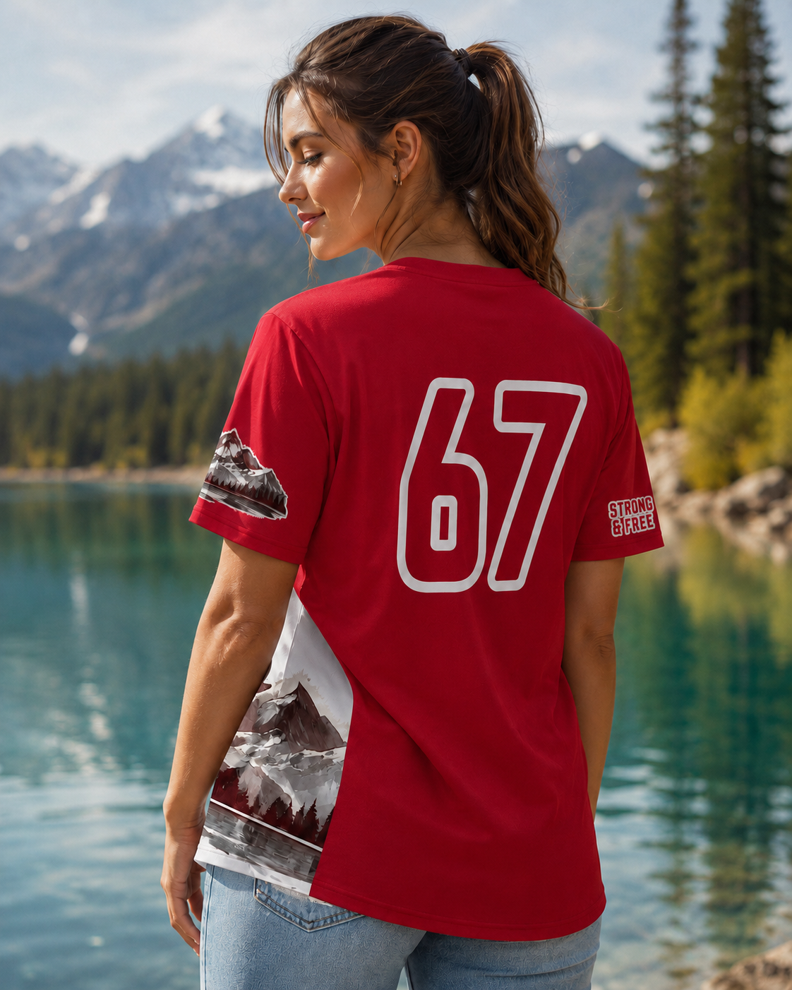 Canada True North Mountain Baseball Jersey | Red Maple Leaf Canada Heritage Sports Shirt